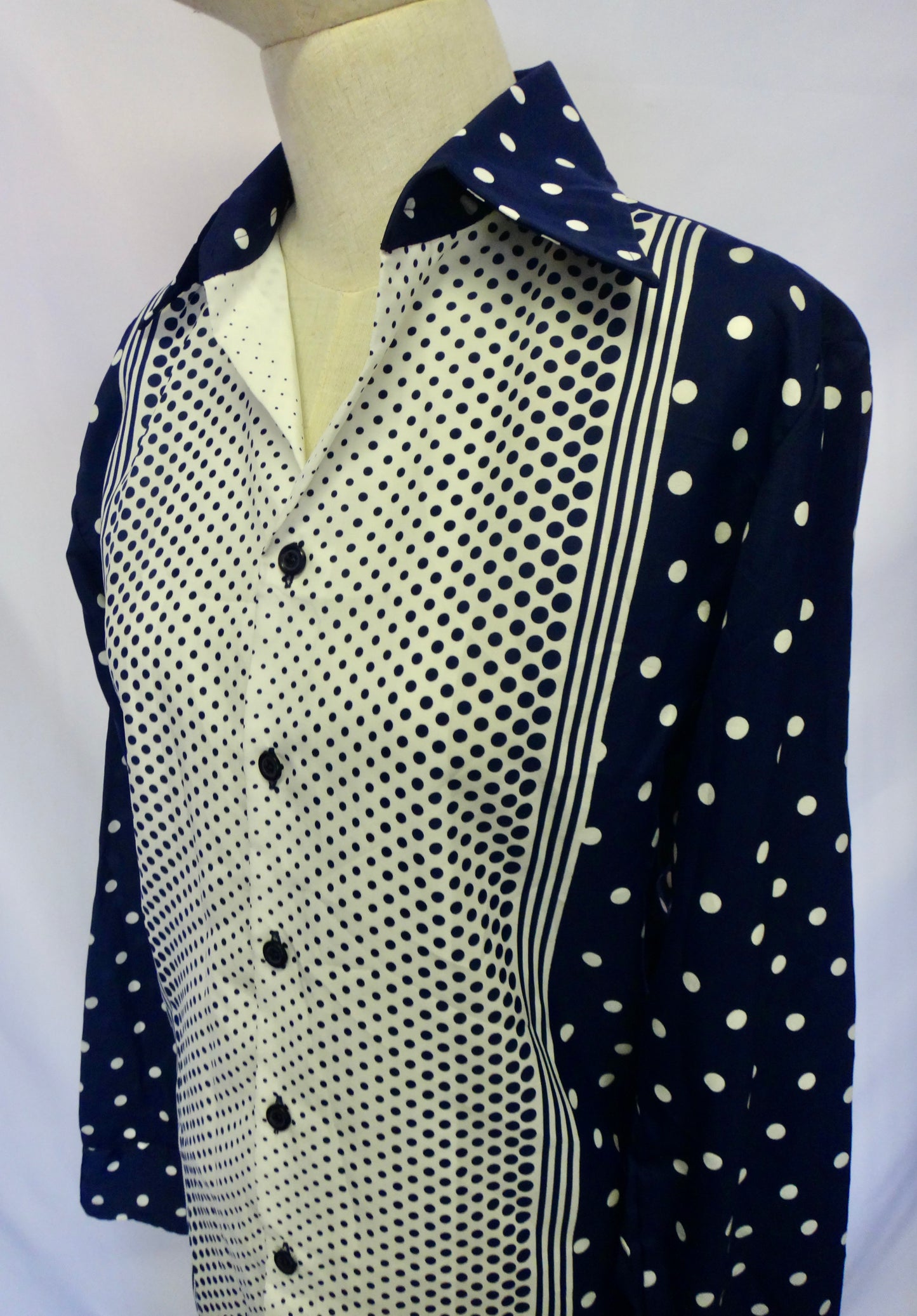 70s/80s Spotty Shirt in Navy White