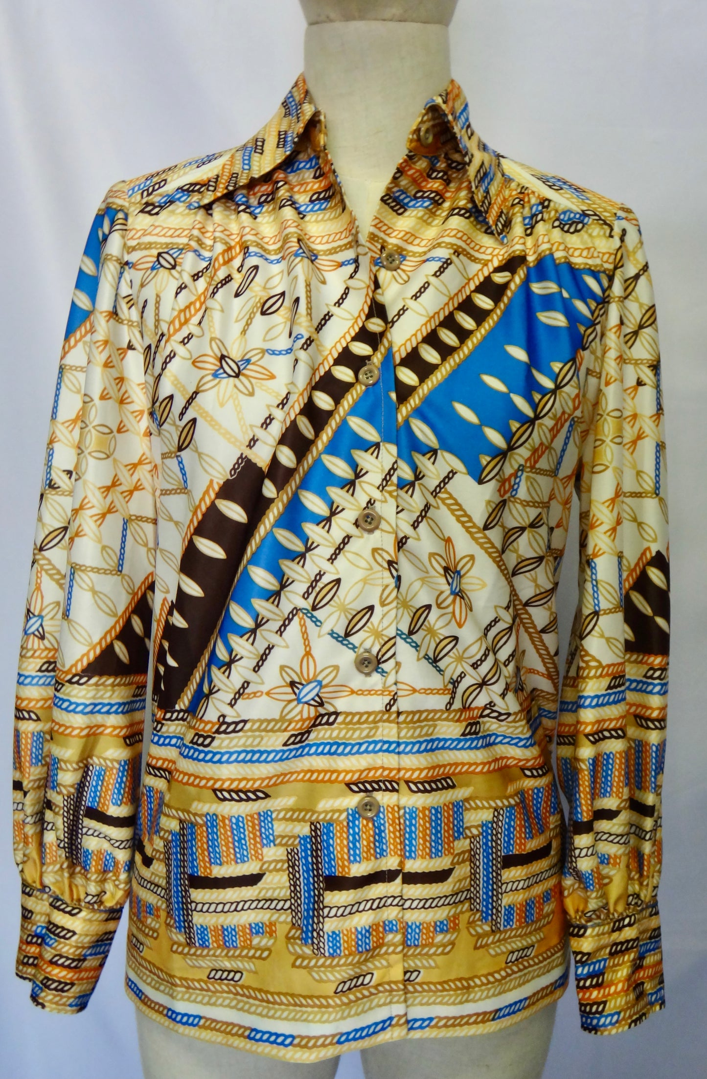 Vintage Pattern Shirt in Gold Blue