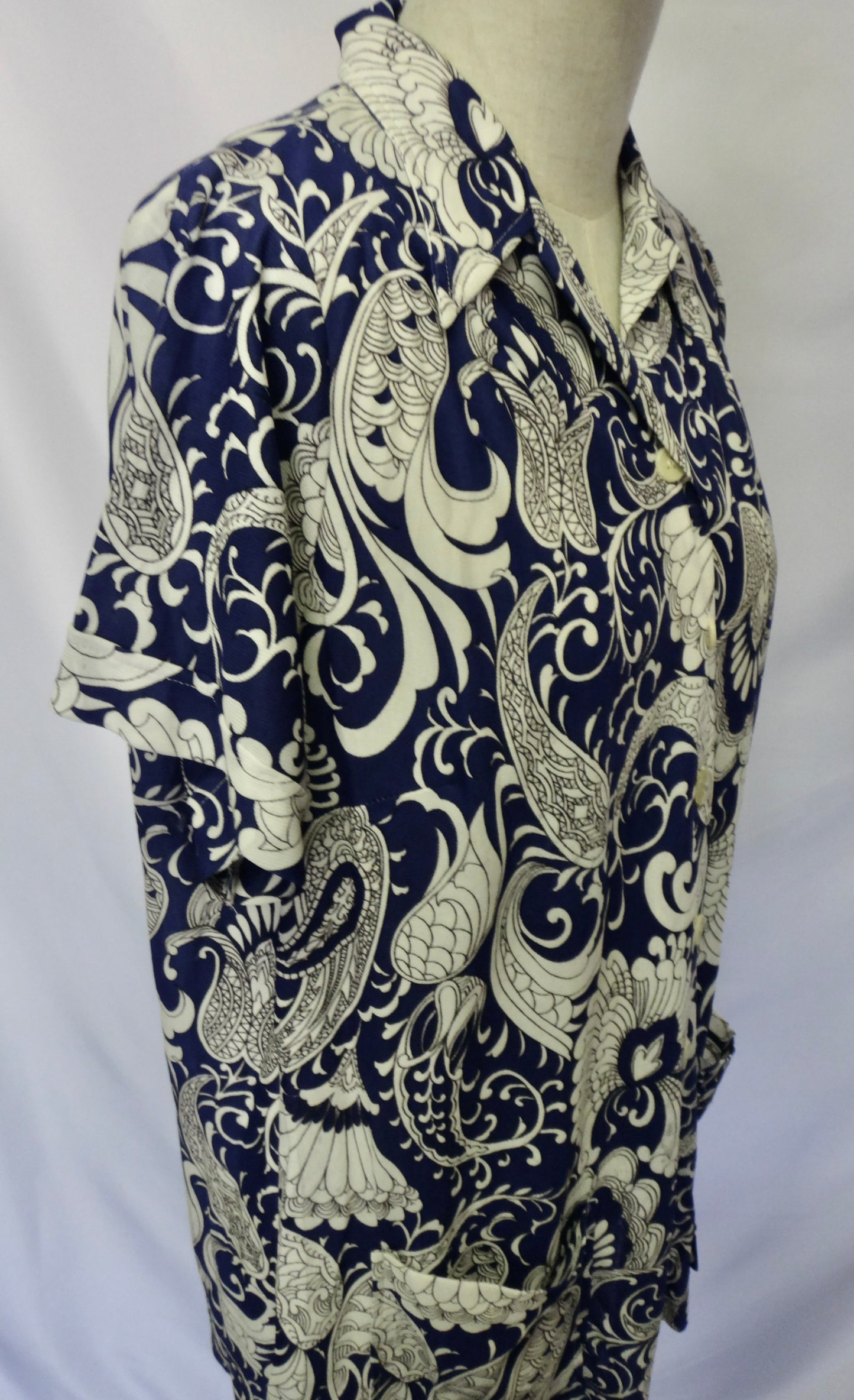 Vintage Blue Paisley Print Shirt Jacket