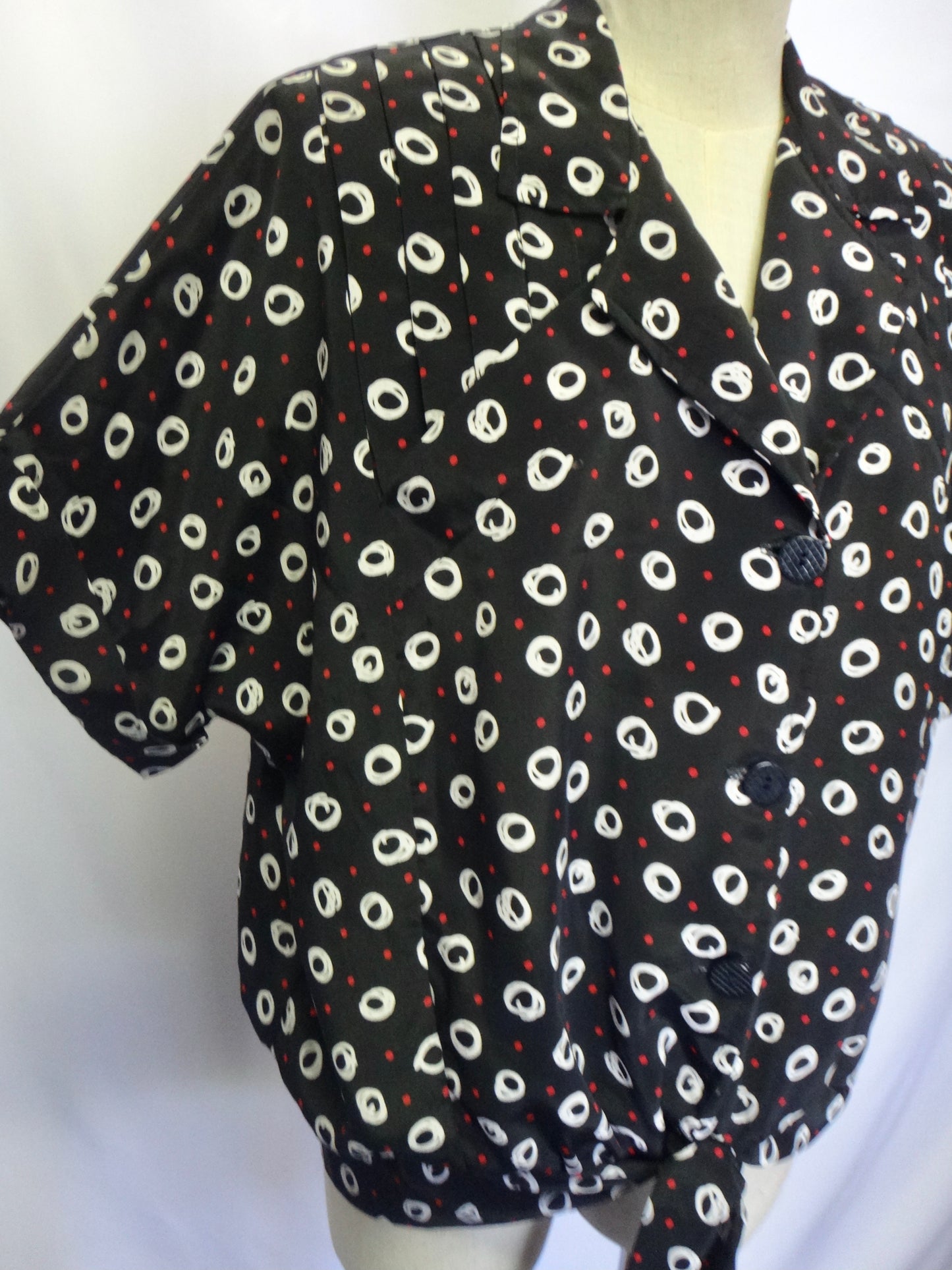 80s/90s Dot Spot Tie Front blouse