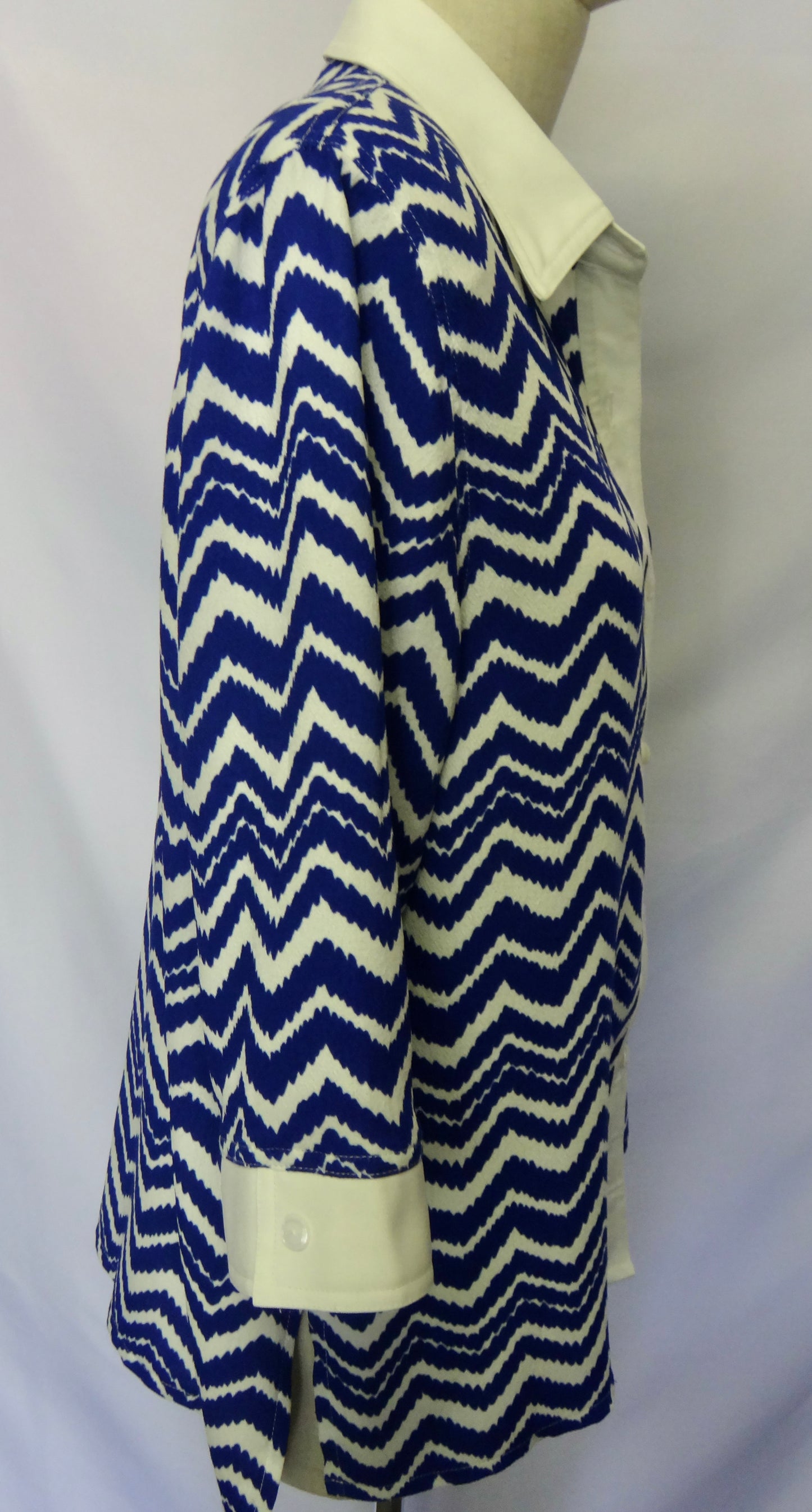 70s Royal Blue Zig Zag Contrast Shirt