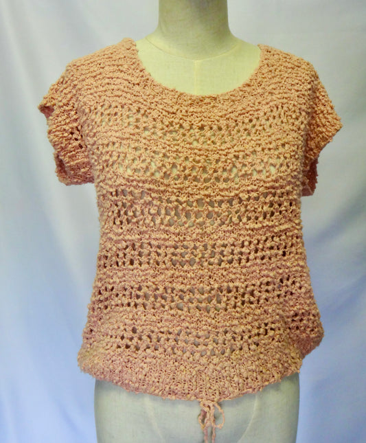 Handmade Boho Crochet Bobble Knit in Salmon Pink