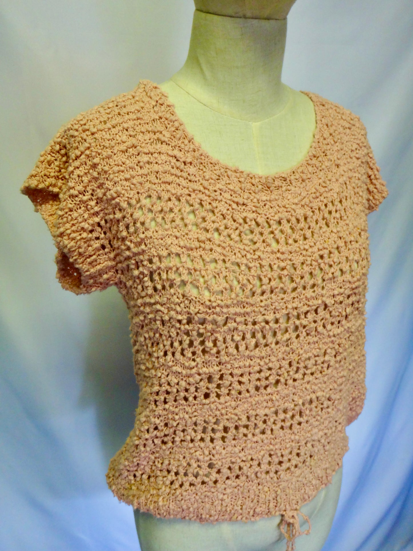 Handmade Boho Crochet Bobble Knit in Salmon Pink