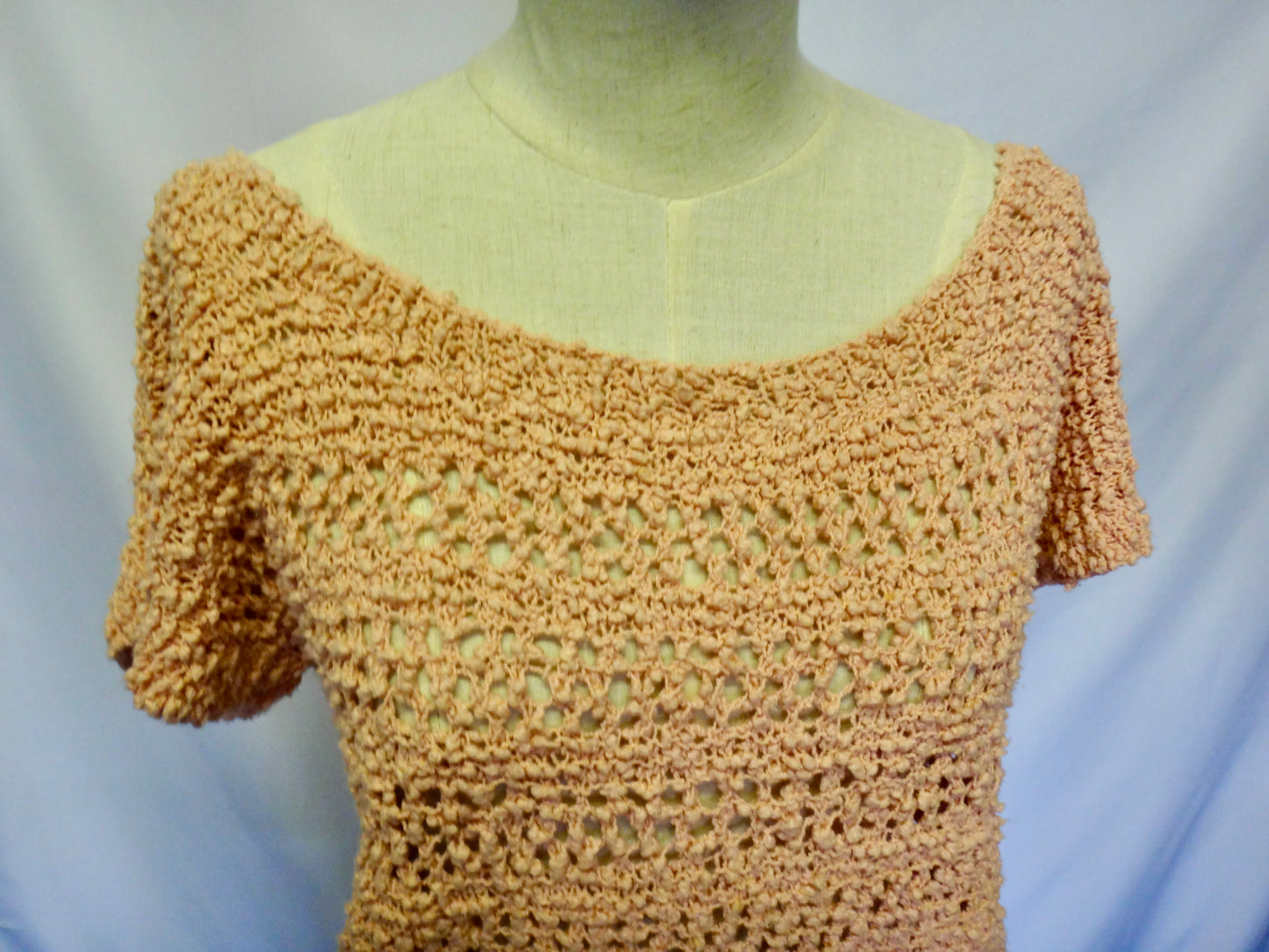 Handmade Boho Crochet Bobble Knit in Salmon Pink