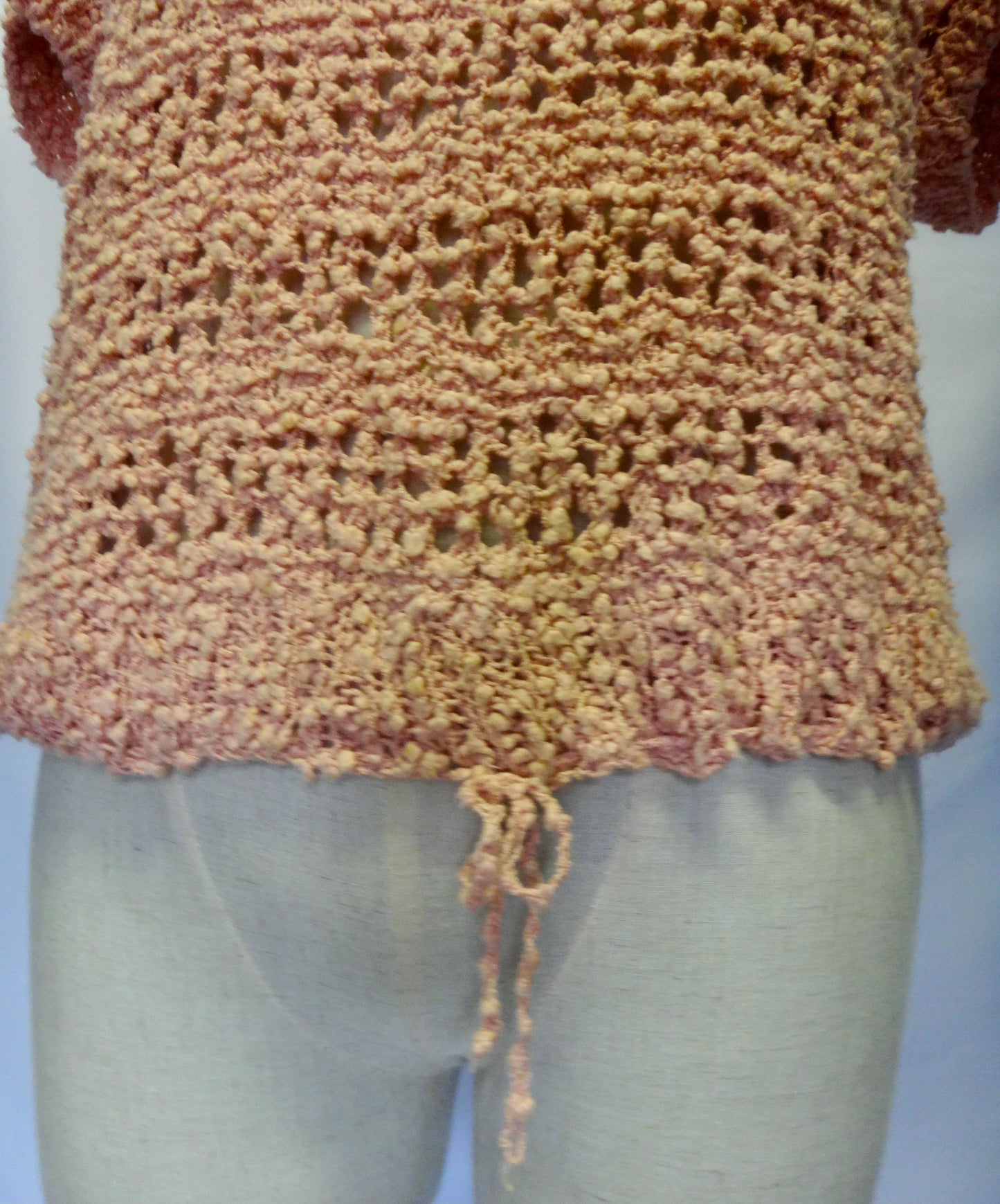 Handmade Boho Crochet Bobble Knit in Salmon Pink