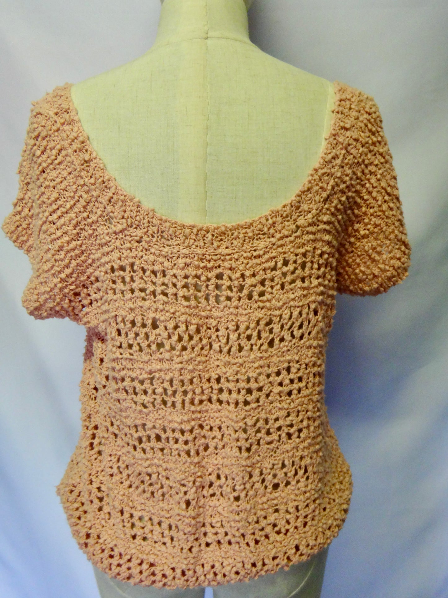 Handmade Boho Crochet Bobble Knit in Salmon Pink