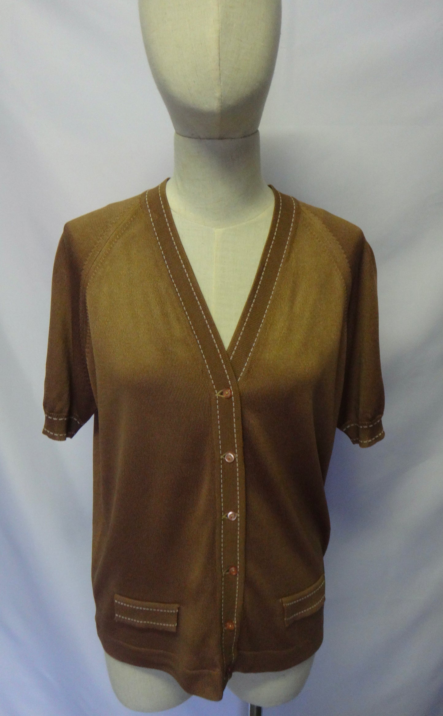 70s/80s Bronze Vest Top with Contrast Stitching