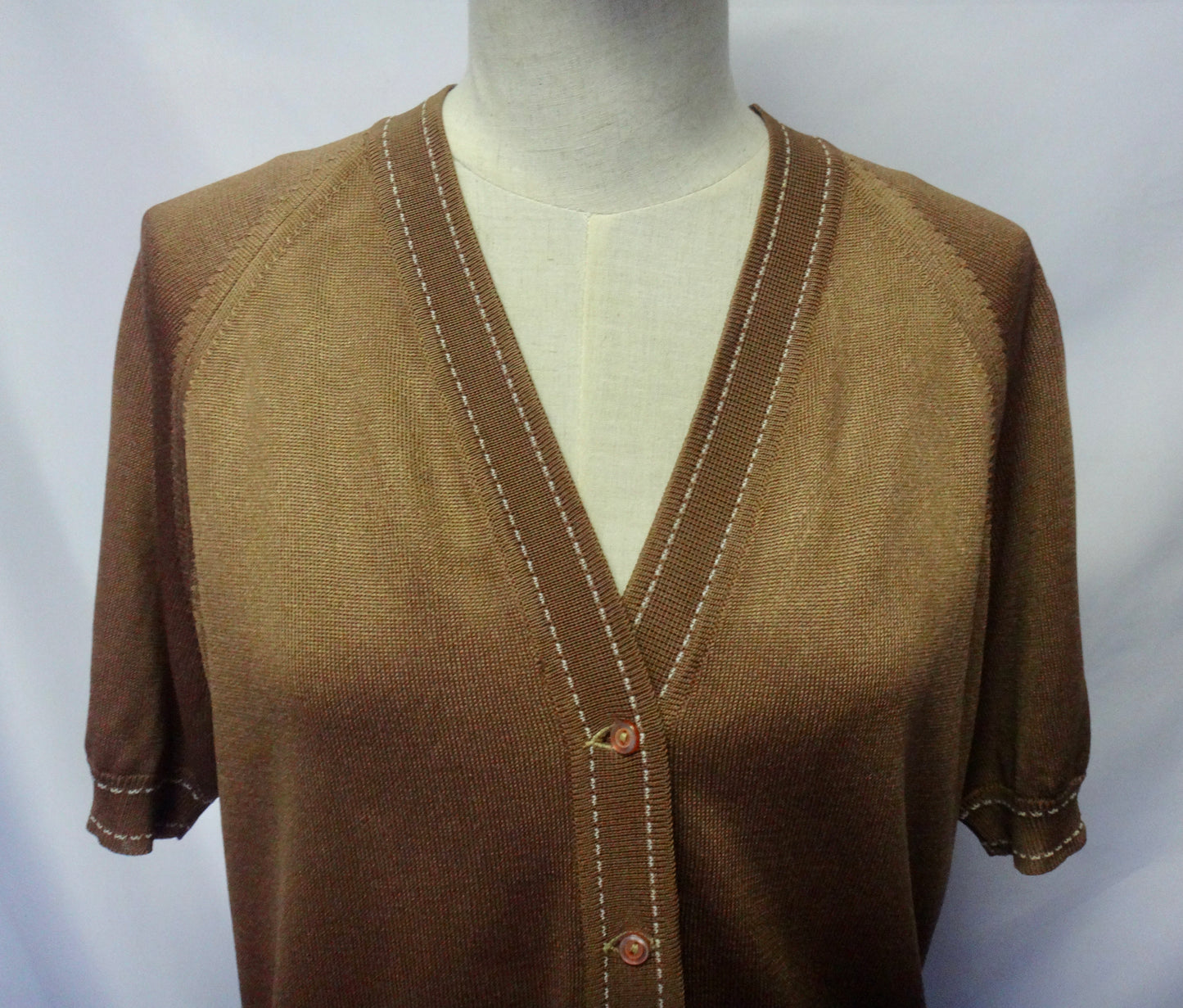 70s/80s Bronze Vest Top with Contrast Stitching