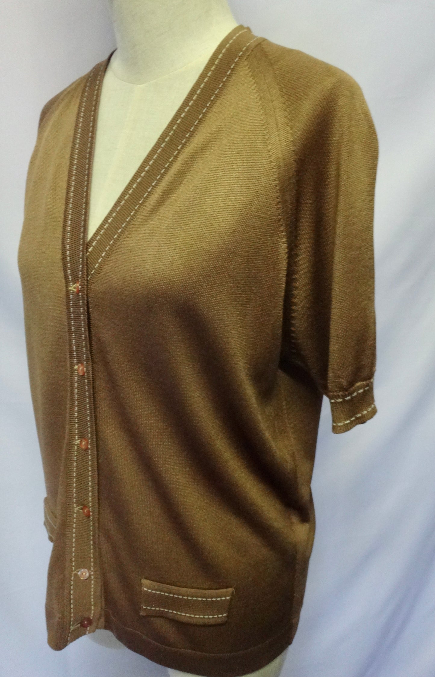 70s/80s Bronze Vest Top with Contrast Stitching