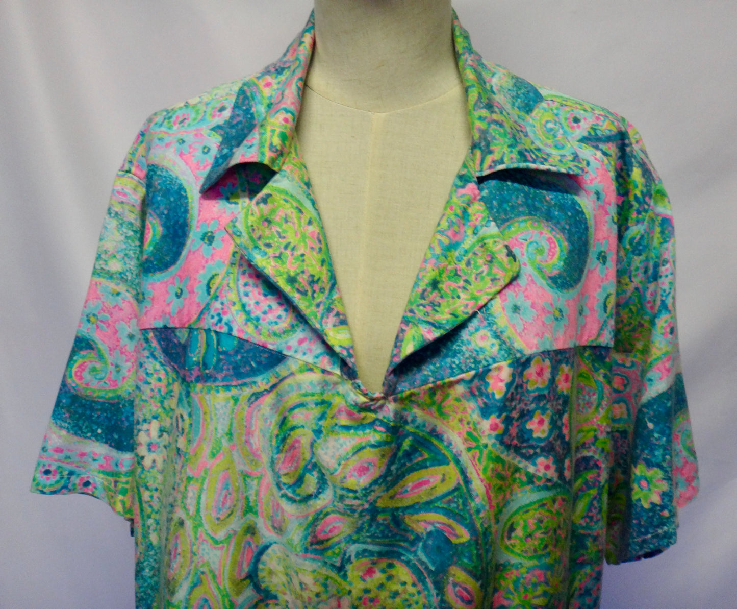 Vintage Paisley Psychedelic Mini Dress Coverall Shirt