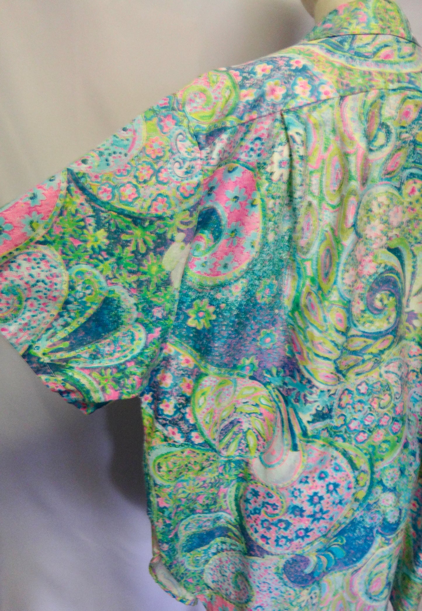 Vintage Paisley Psychedelic Mini Dress Coverall Shirt