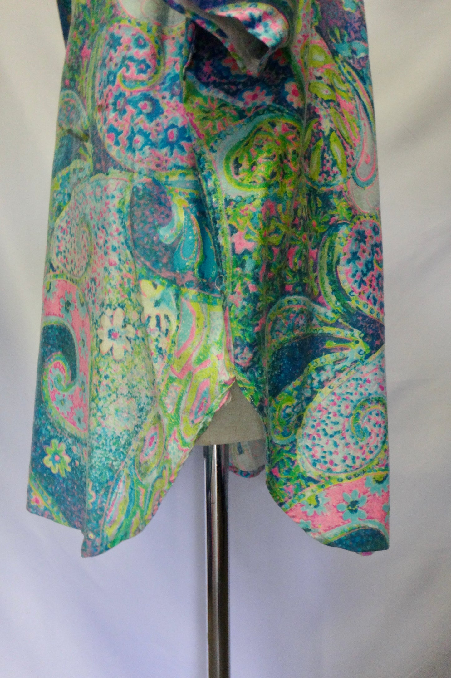 Vintage Paisley Psychedelic Mini Dress Coverall Shirt