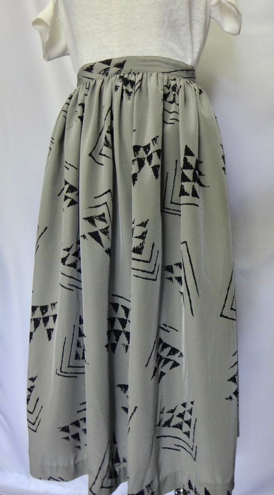 80s/90s Grey Black Abstract Triangle Print Skirt