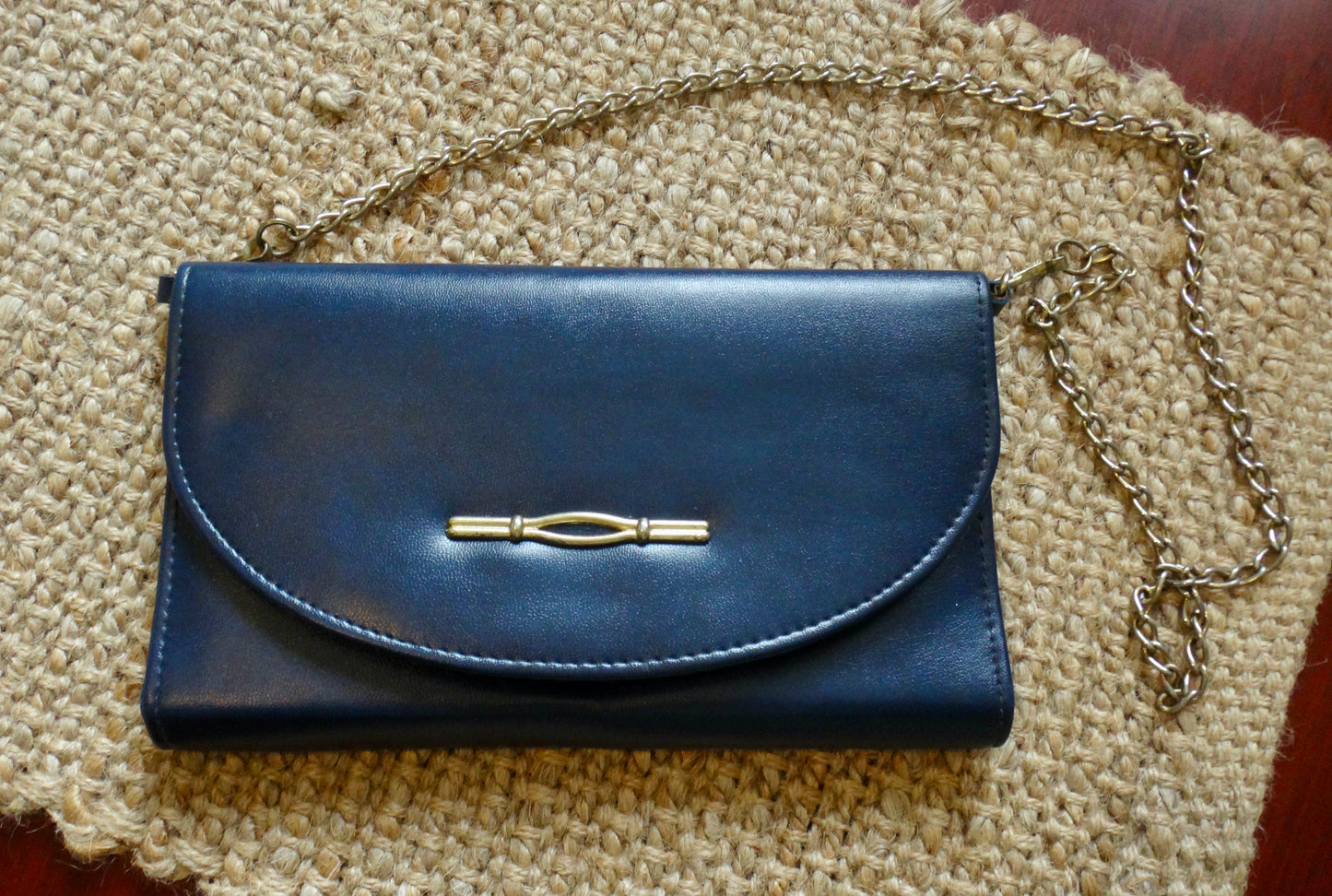 80s/90s Navy Chain Clutch Bag