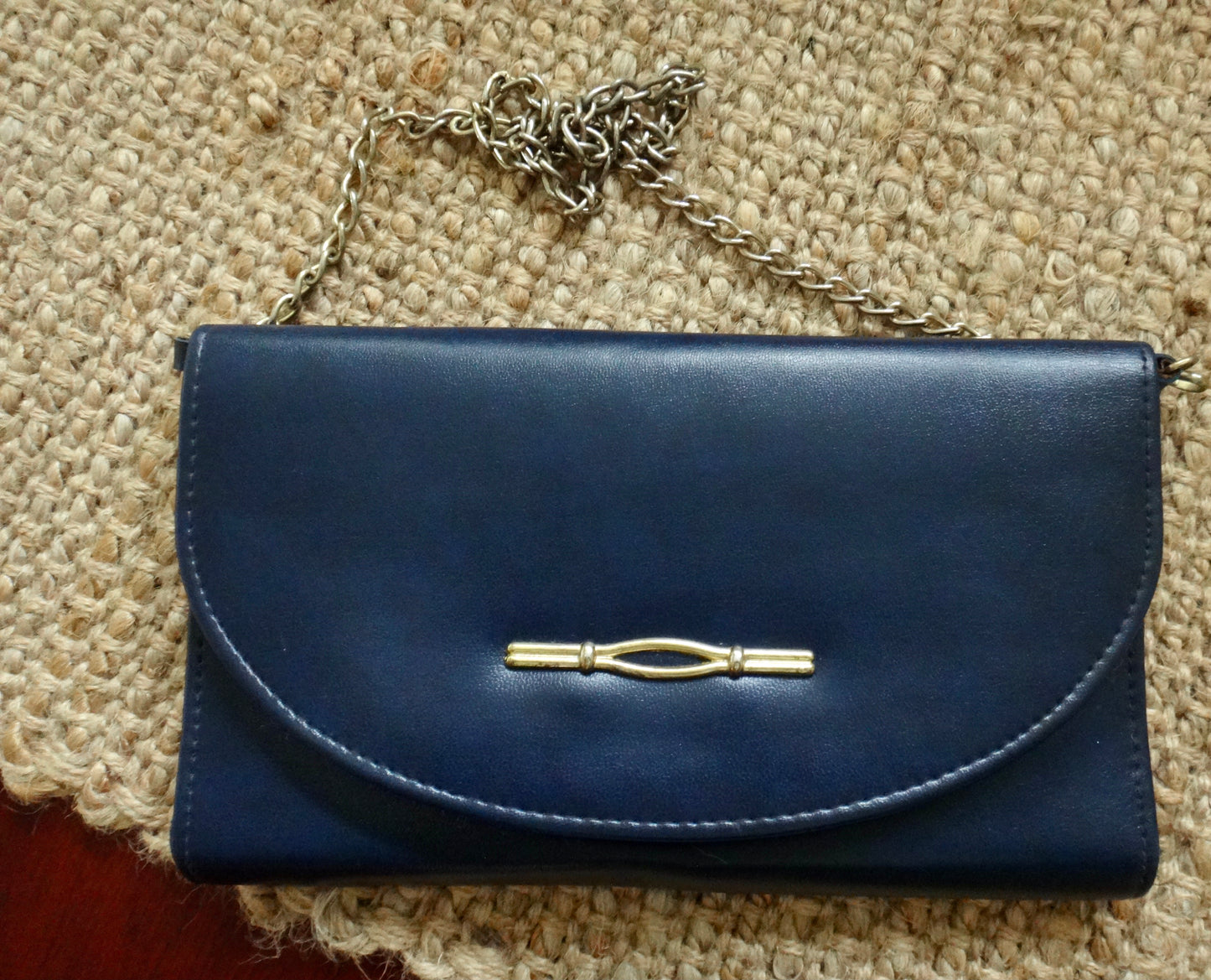 80s/90s Navy Chain Clutch Bag