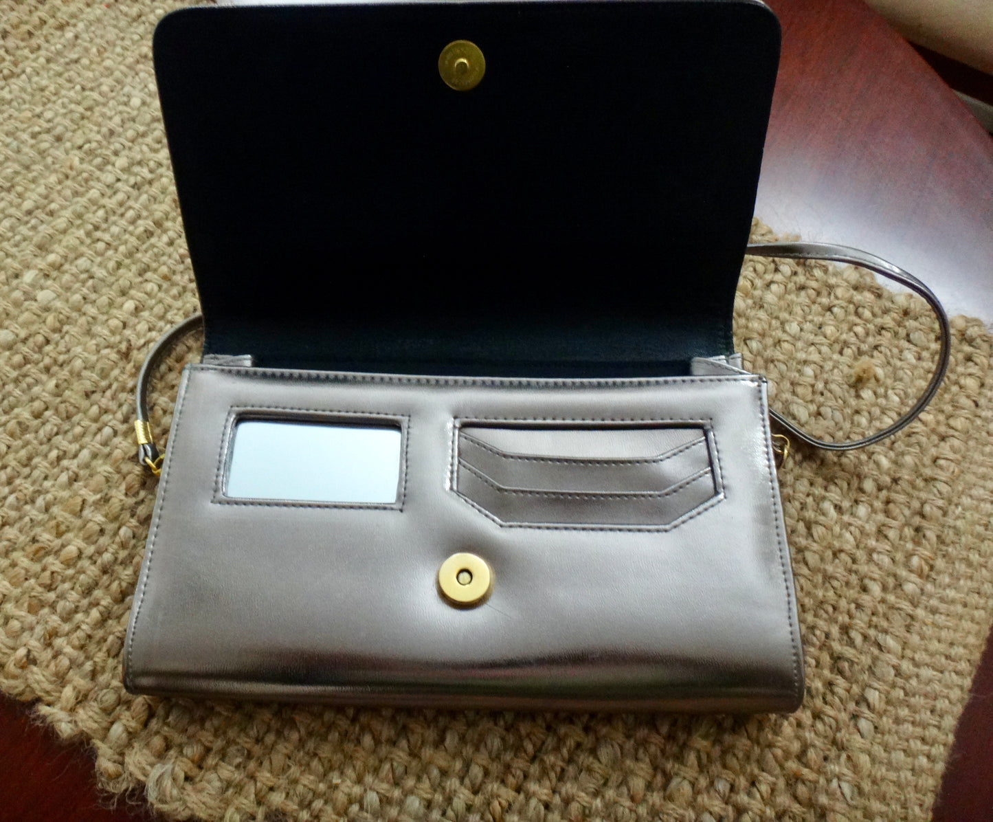 80s Pewter and Gold Clutch Bag