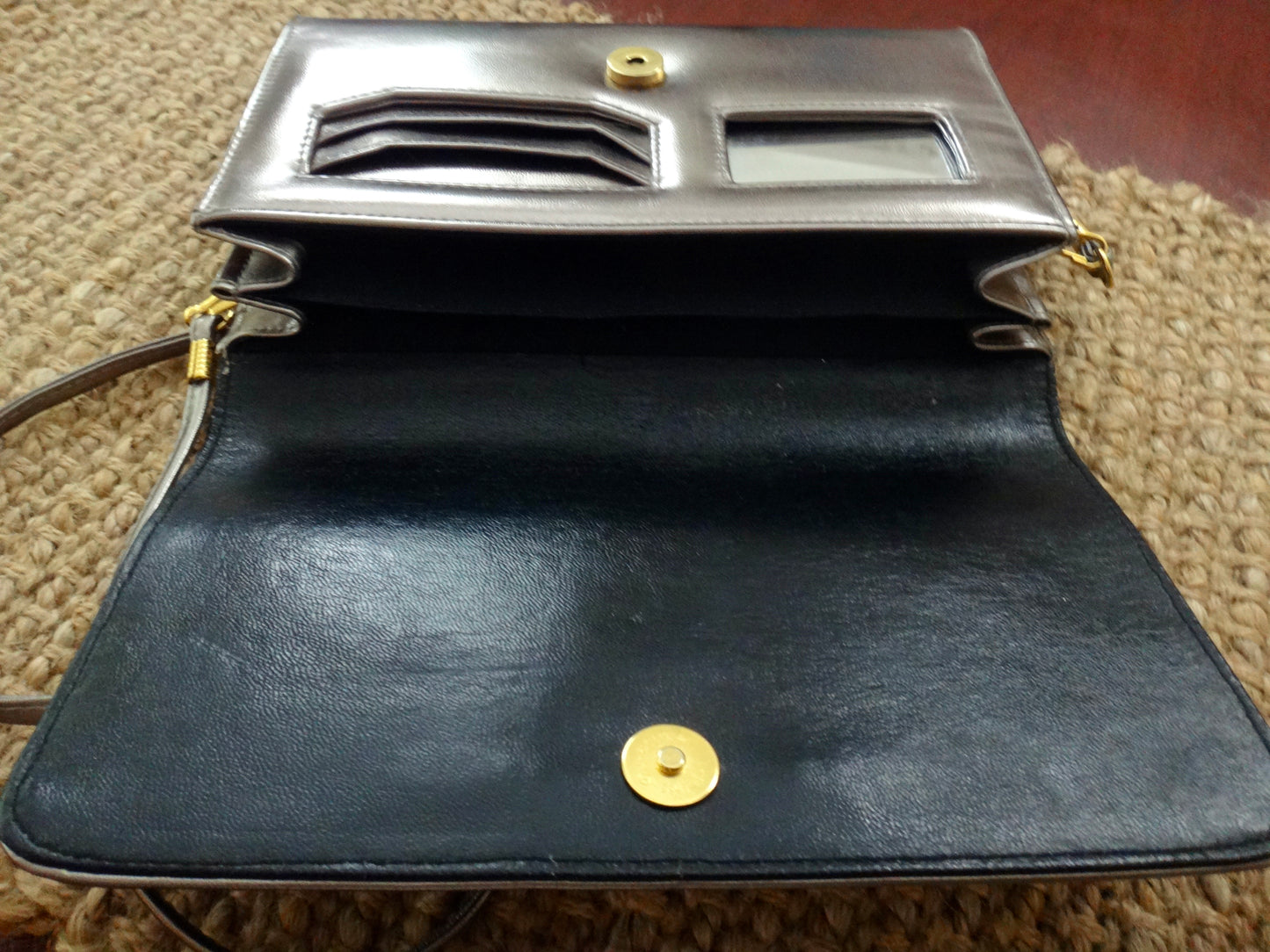 80s Pewter and Gold Clutch Bag