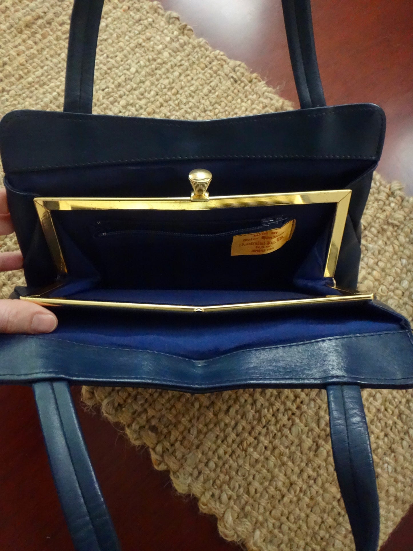 70s Navy Butterfly Handbag