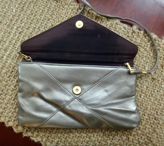 80s Pewter "Envelope" Shoulder Bag Clutch