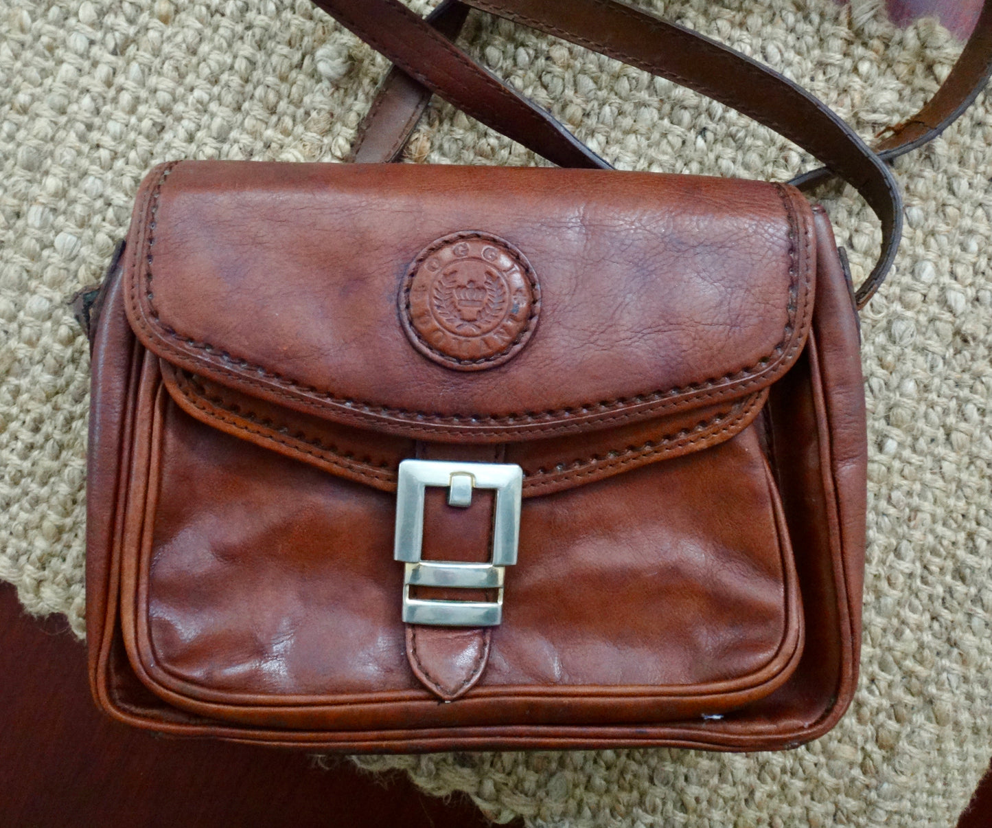 Vintage Leather Cross Body Bag in Tan