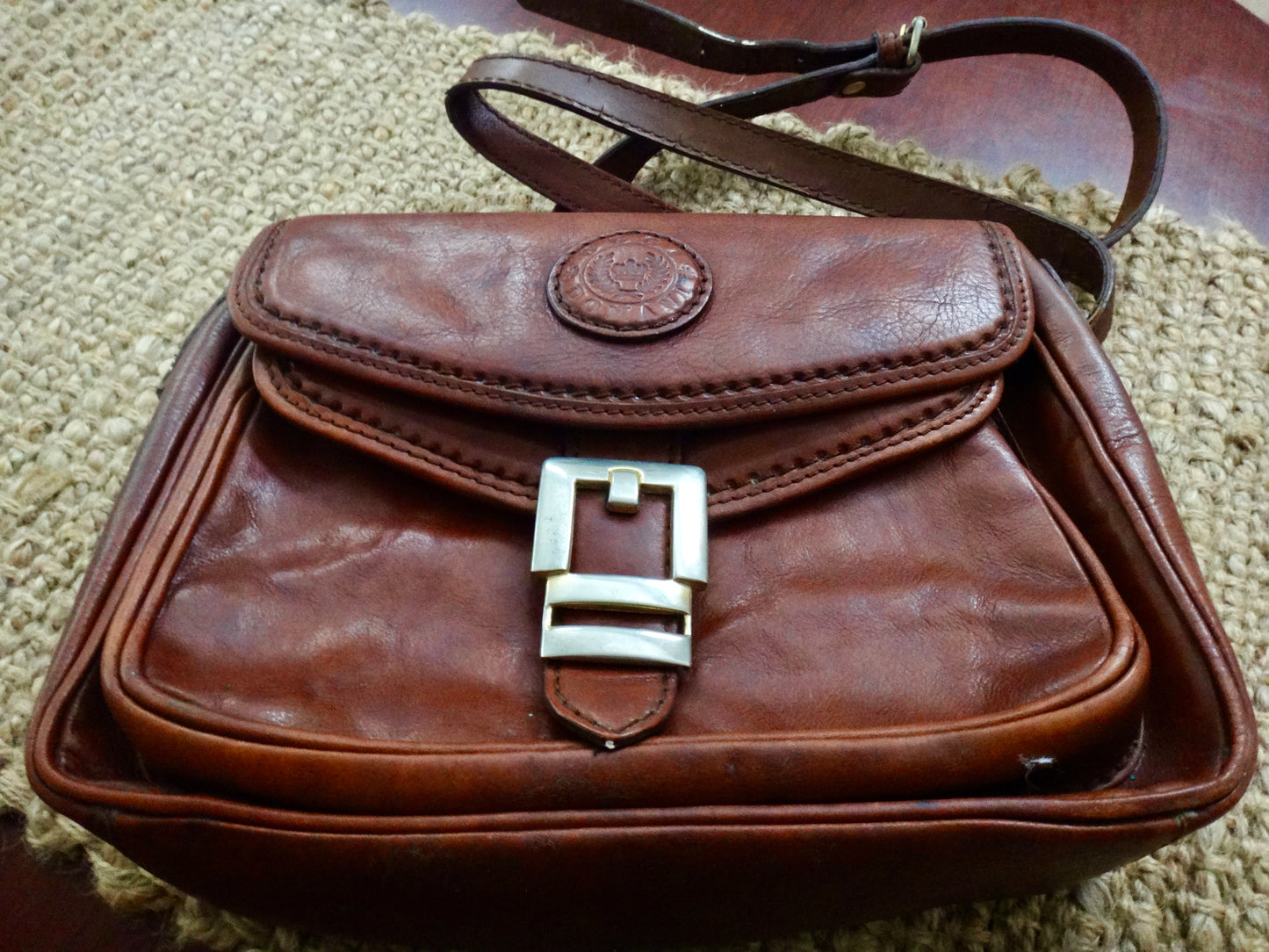 Vintage Leather Cross Body Bag in Tan