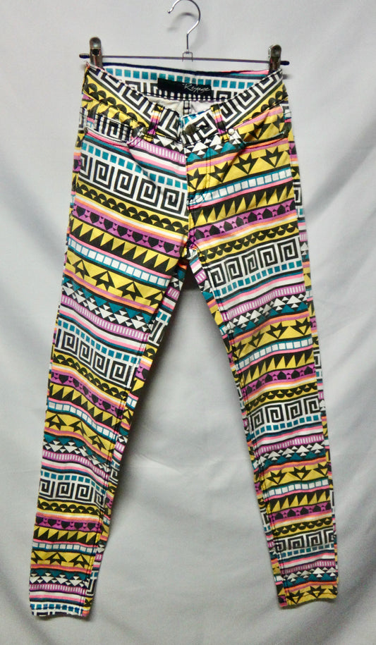 Preloved Aztec Skinny Jeggings Multi Colour