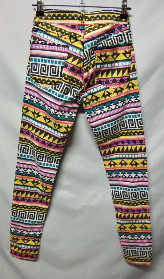 Preloved Aztec Skinny Jeggings Multi Colour