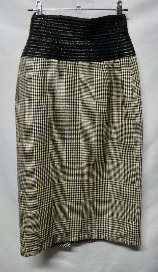 Vintage George Gross Leather Tweed Skirt