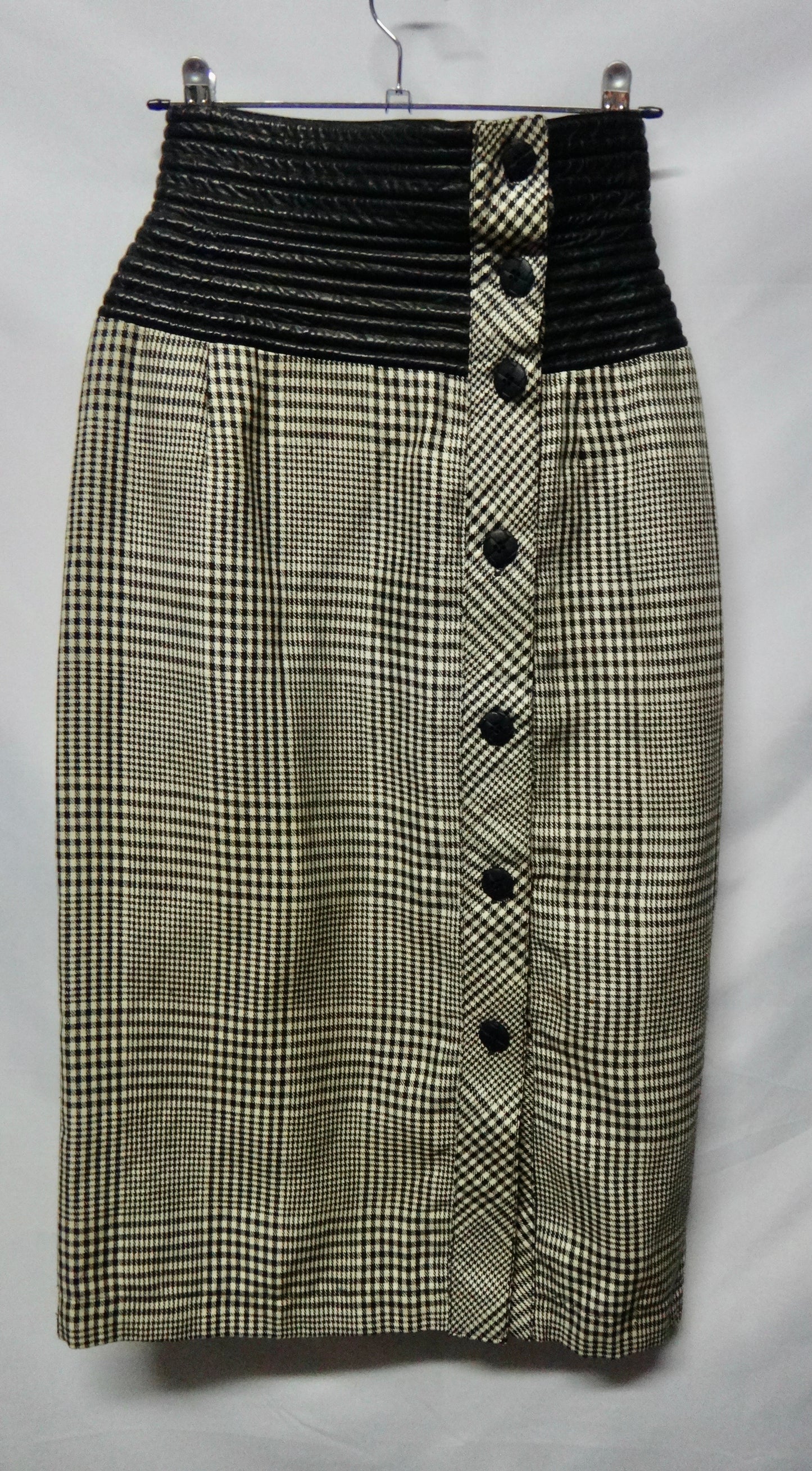 Vintage George Gross Leather Tweed Skirt