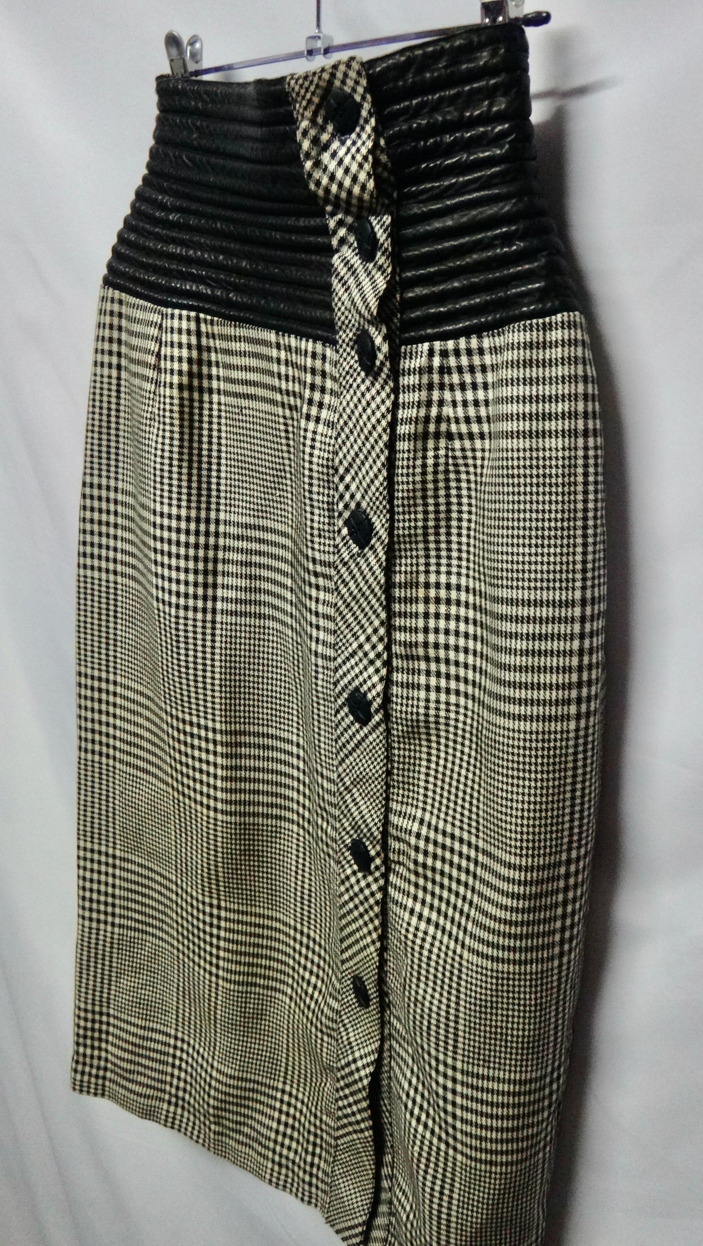 Vintage George Gross Leather Tweed Skirt