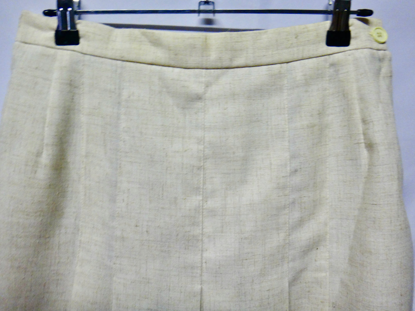 Vintage Box Pleat Midi Skirt Cream Beige