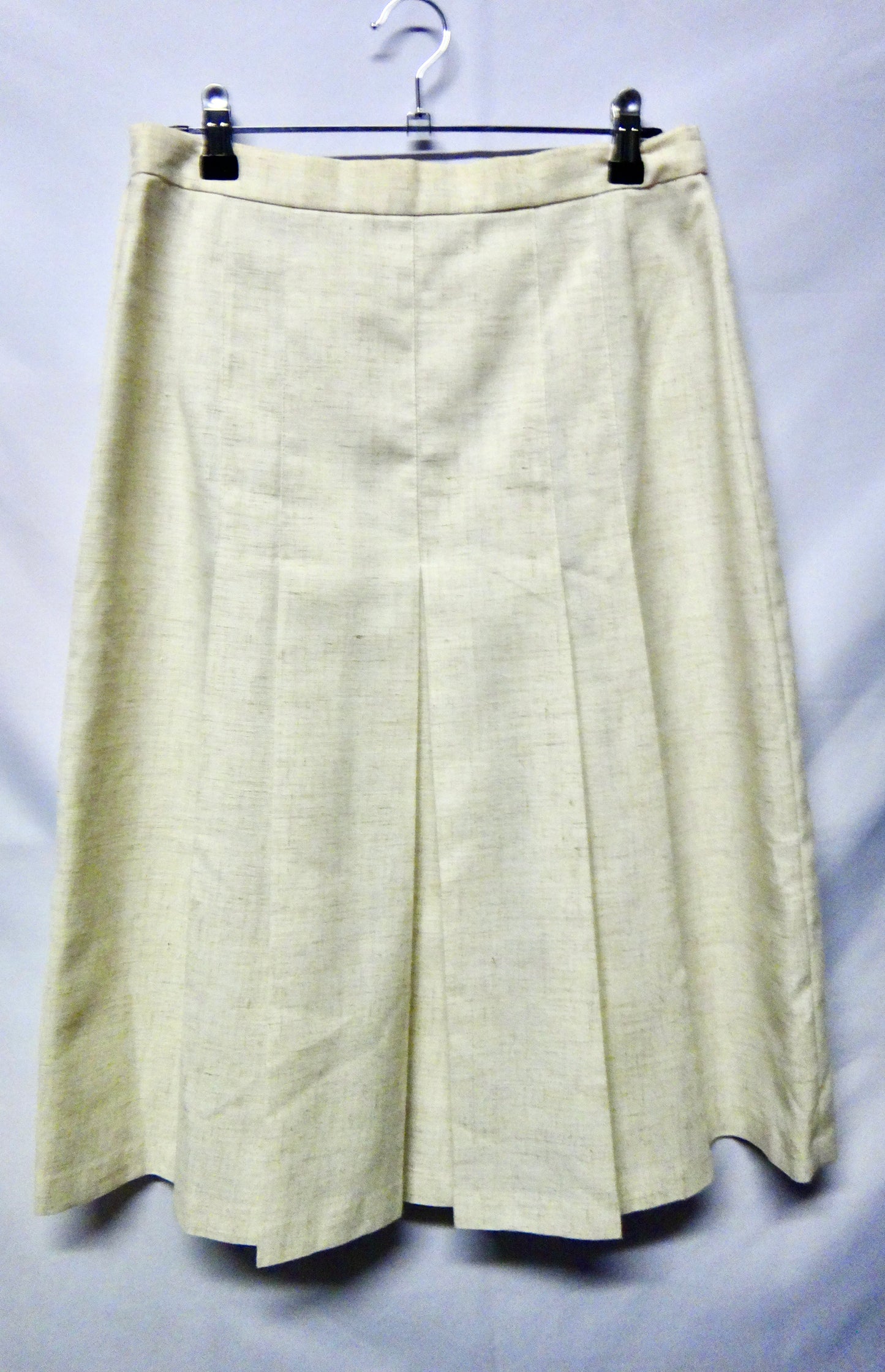 Vintage Box Pleat Midi Skirt Cream Beige