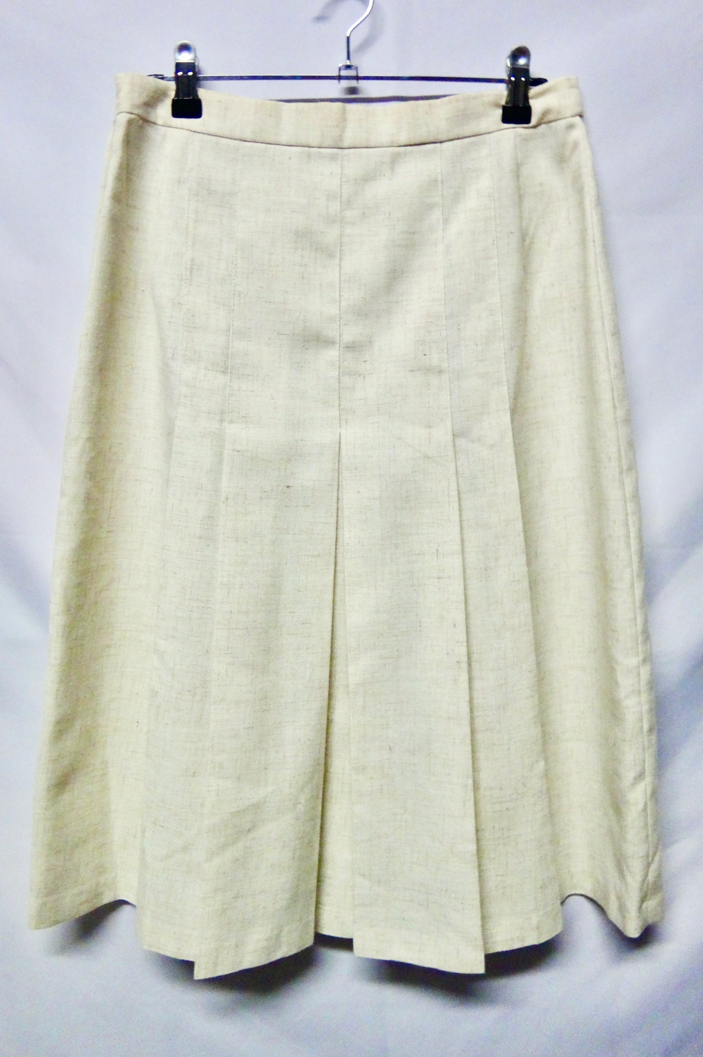 Vintage Box Pleat Midi Skirt Cream Beige